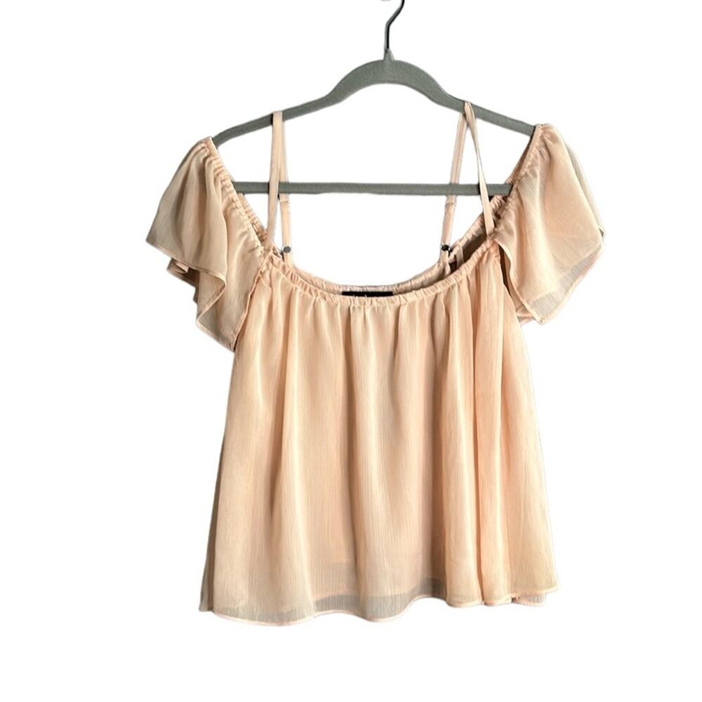 Lulu’s Pink Flowy Off Shoulder Top With Spaghetti Straps Medium